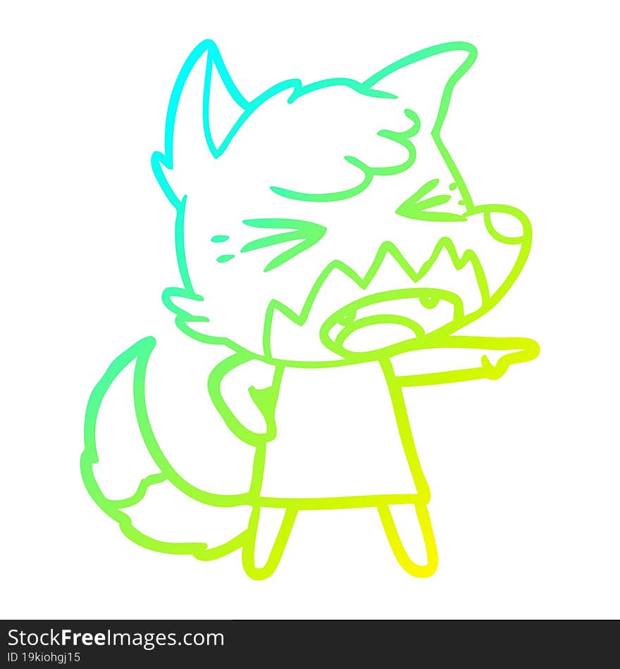 cold gradient line drawing angry cartoon fox