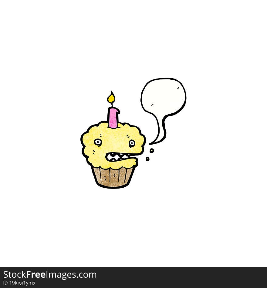 Cartoon Cupcake With Speech Bubble