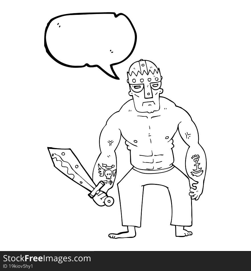 Speech Bubble Cartoon Warrior