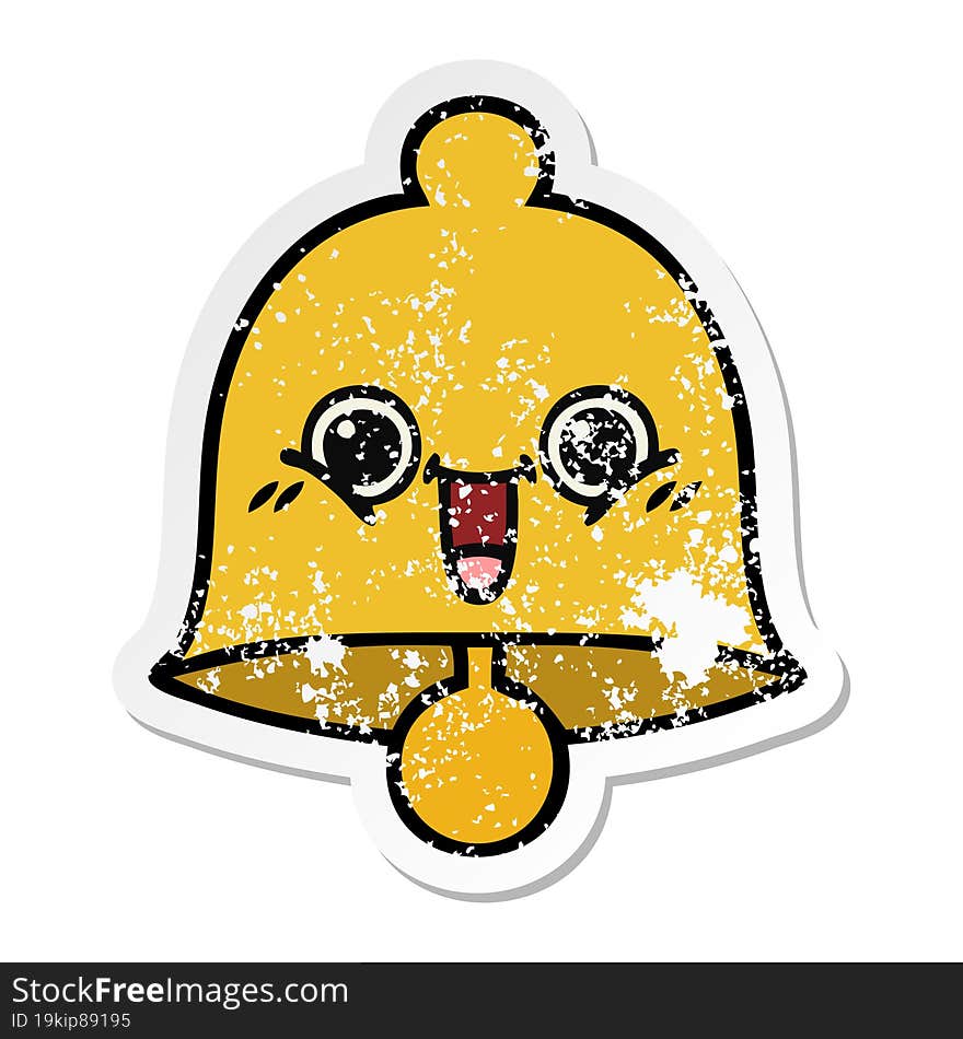 Distressed Sticker Of A Cute Cartoon Bell