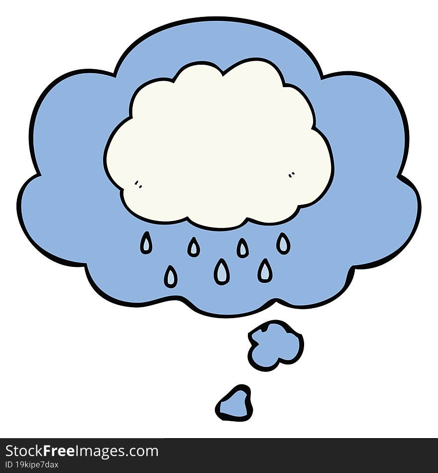 Cartoon Rain Cloud And Thought Bubble