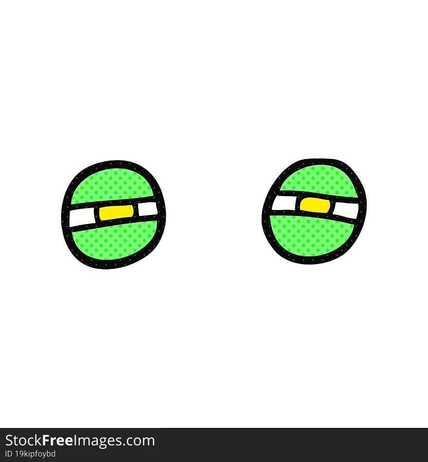 cartoon narrowed alien eyes