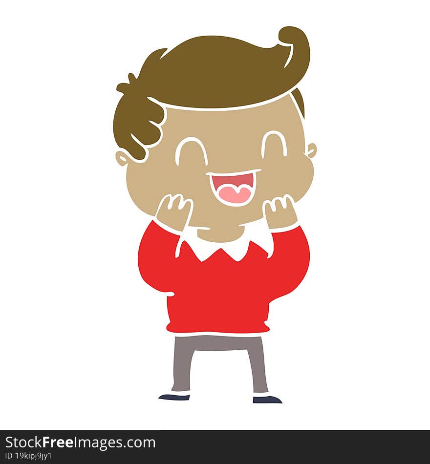 flat color style cartoon happy man