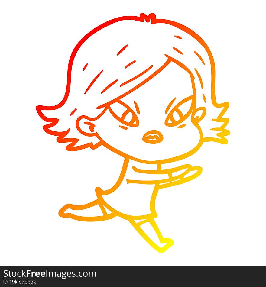 warm gradient line drawing of a cartoon stressed woman