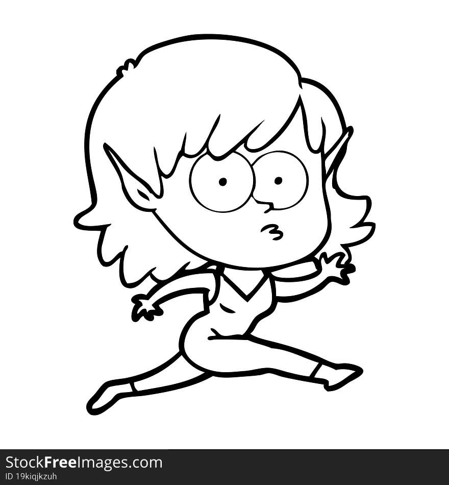 cartoon elf girl running. cartoon elf girl running