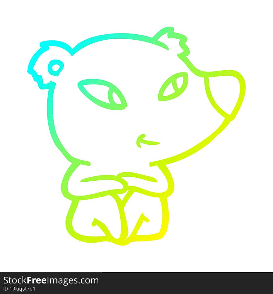 cold gradient line drawing cute cartoon bear