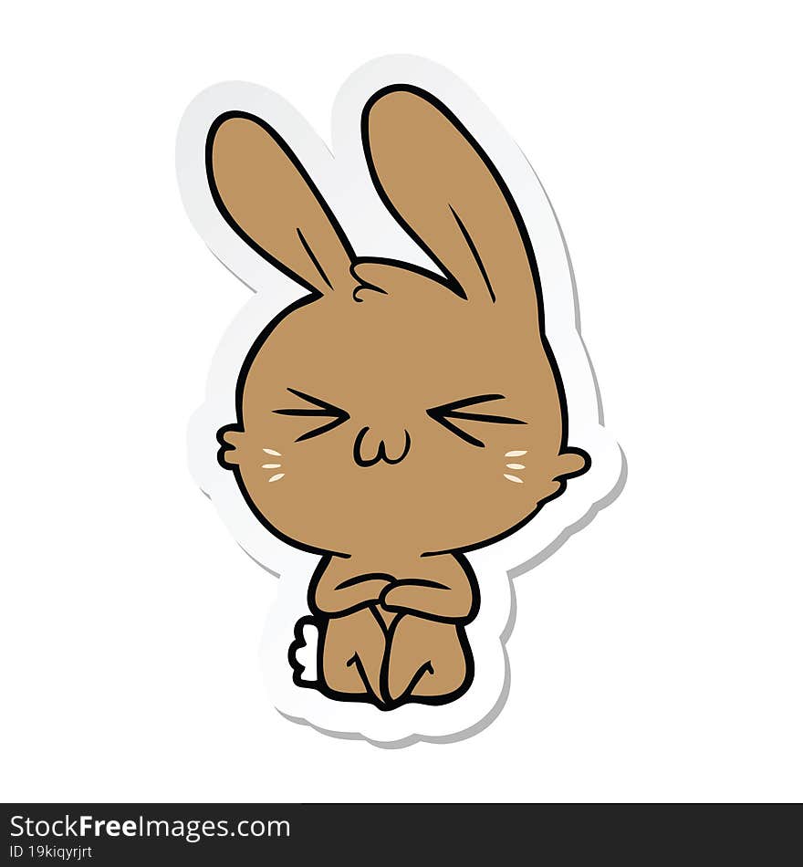 sticker of a cute cartoon rabbit