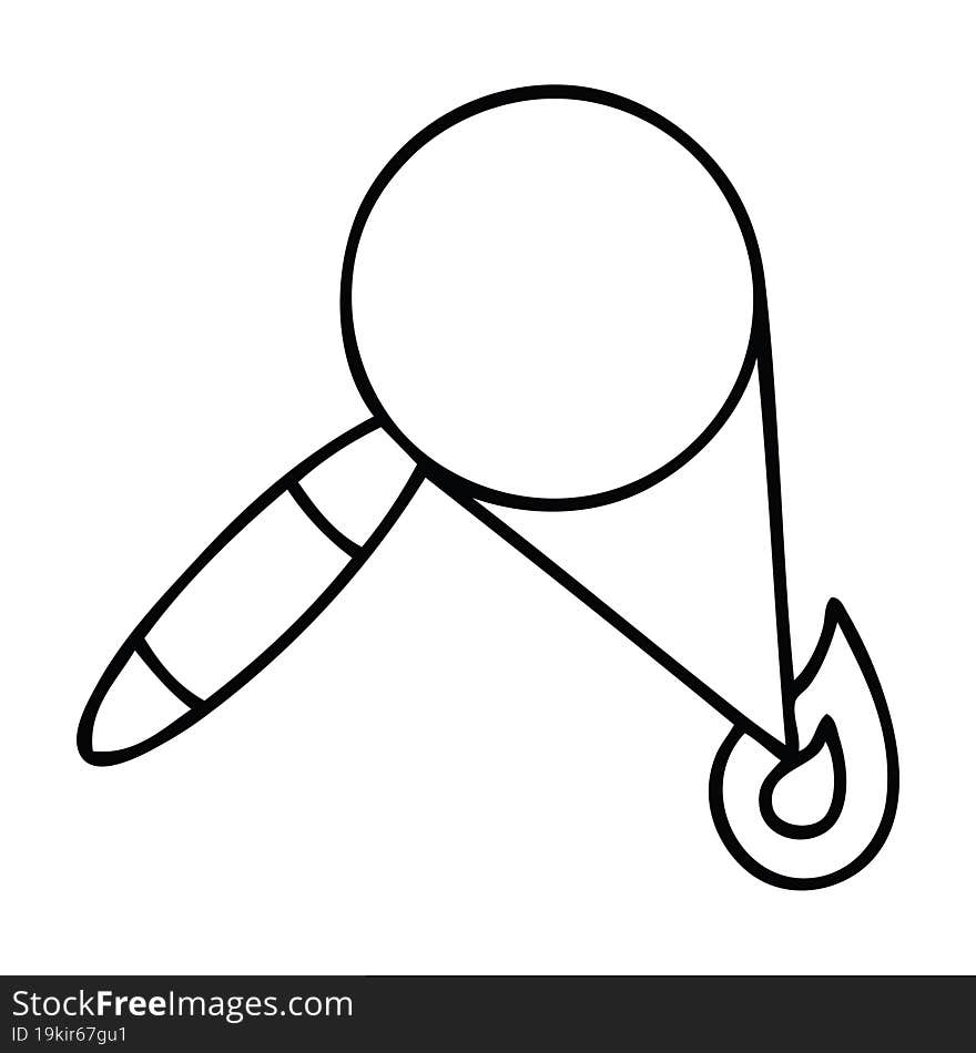 line drawing cartoon magnifying glass