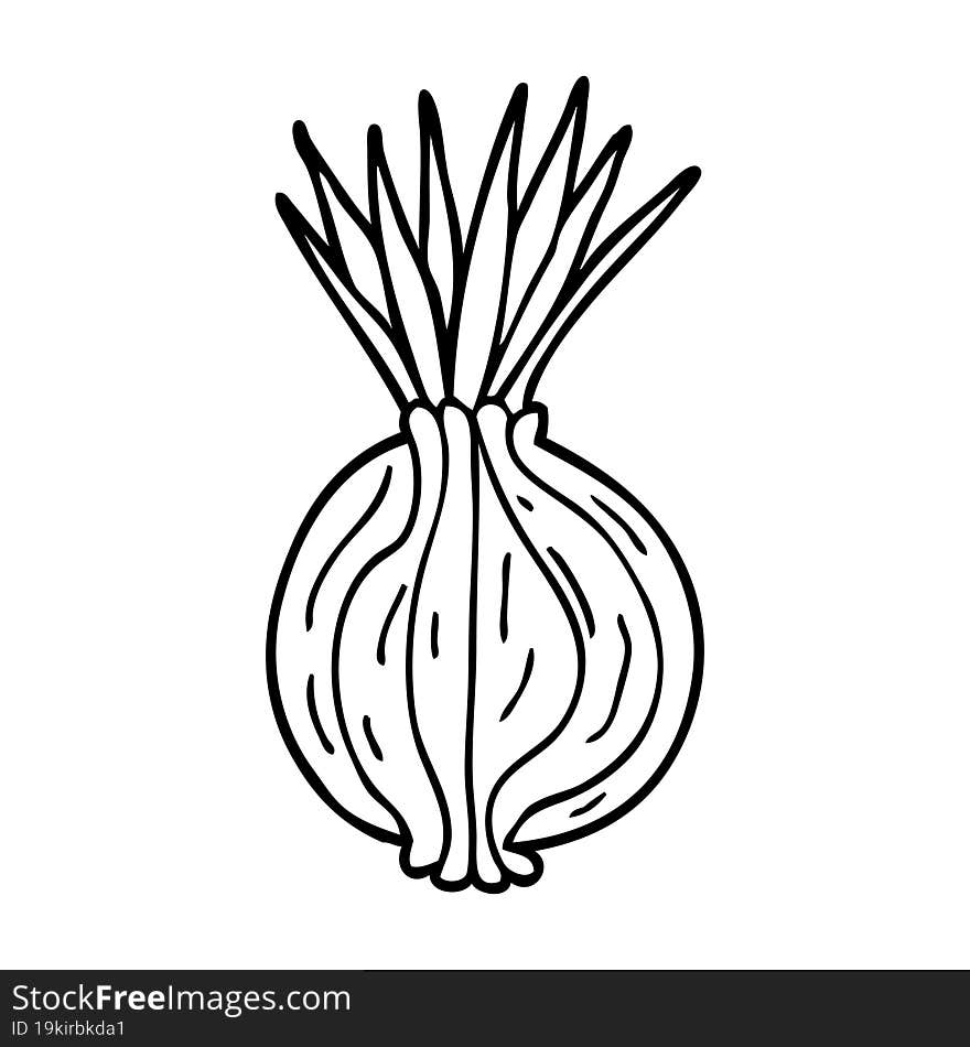 Line Drawing Cartoon Sprouting Onion