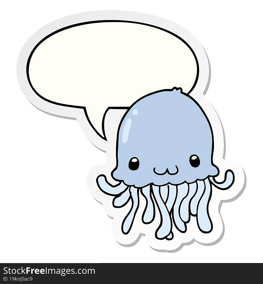 cartoon jellyfish and speech bubble sticker