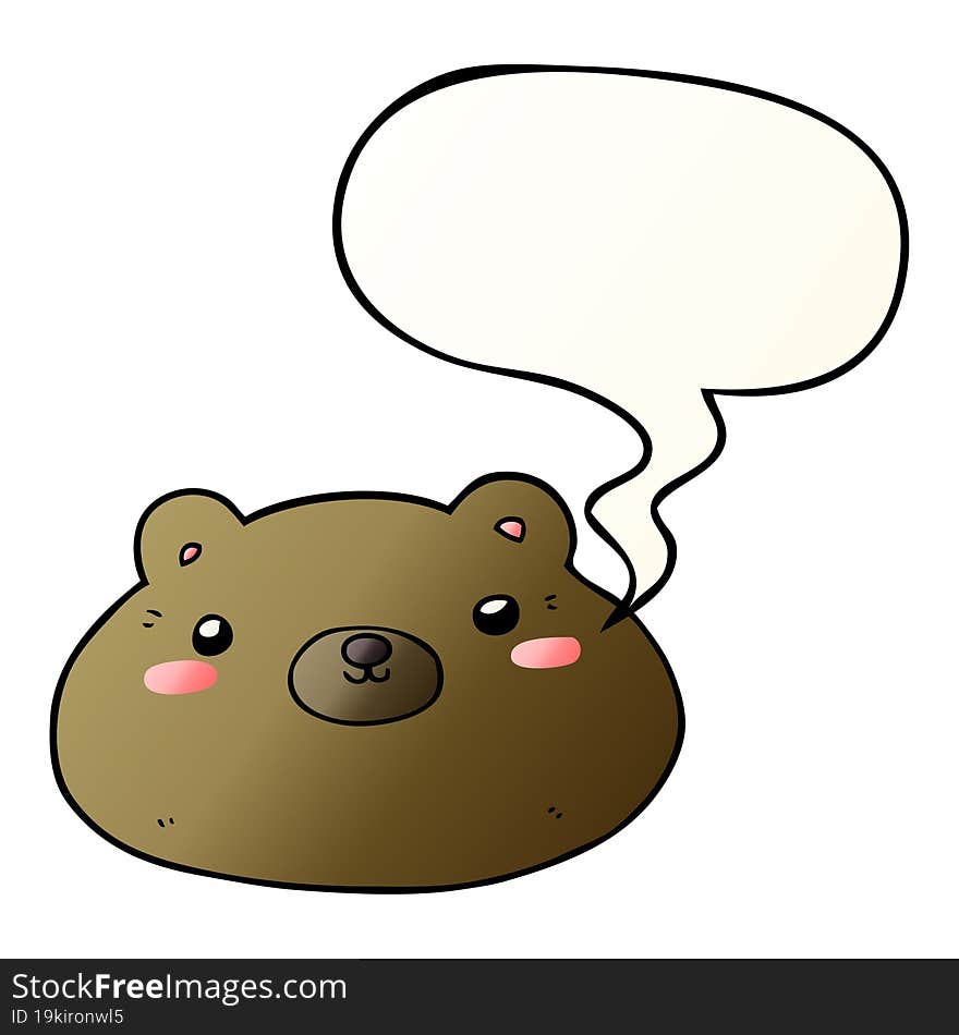 cartoon bear and speech bubble in smooth gradient style