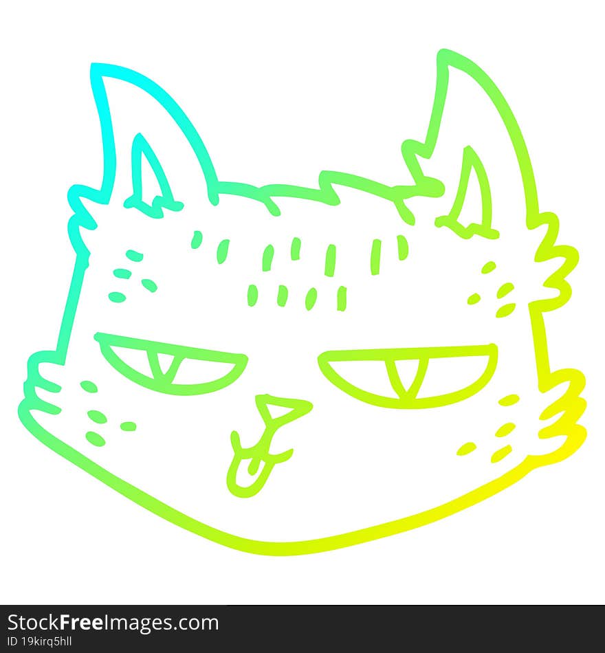 cold gradient line drawing funny cartoon cat