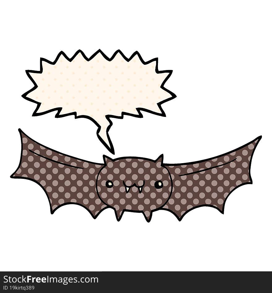 Cartoon Vampire Bat And Speech Bubble In Comic Book Style