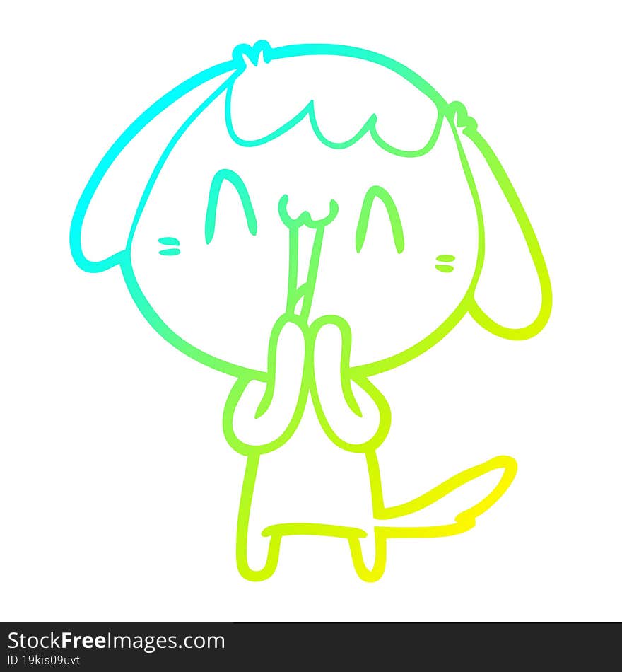 Cold Gradient Line Drawing Cute Cartoon Dog