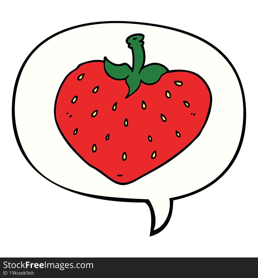 cartoon strawberry and speech bubble