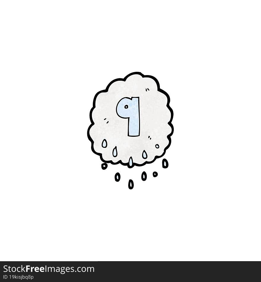 cartoon rain cloud with number nine