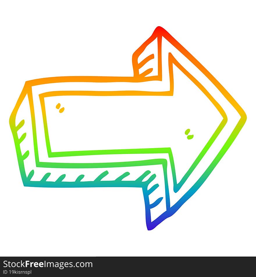 rainbow gradient line drawing cartoon arrow