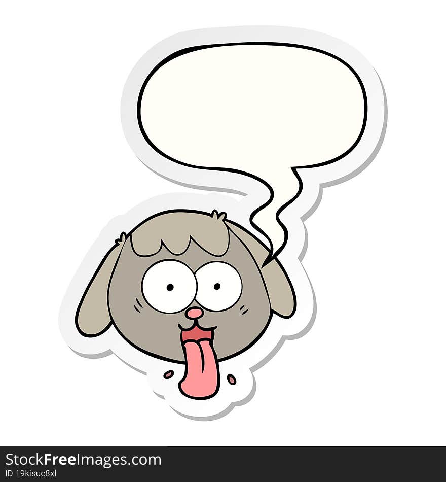 cartoon dog face panting with speech bubble sticker