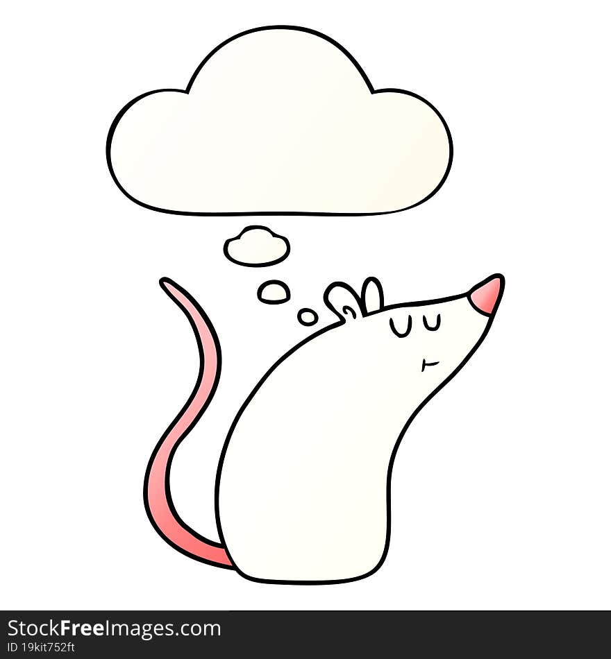 Cartoon White Mouse And Thought Bubble In Smooth Gradient Style