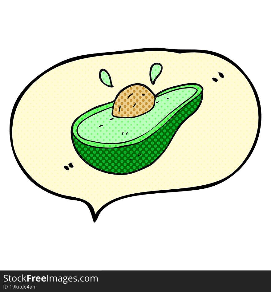 freehand drawn comic book speech bubble cartoon avocado