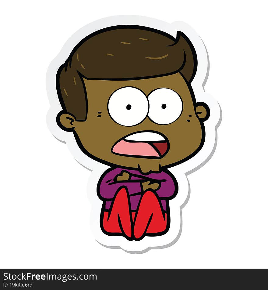 sticker of a cartoon shocked man