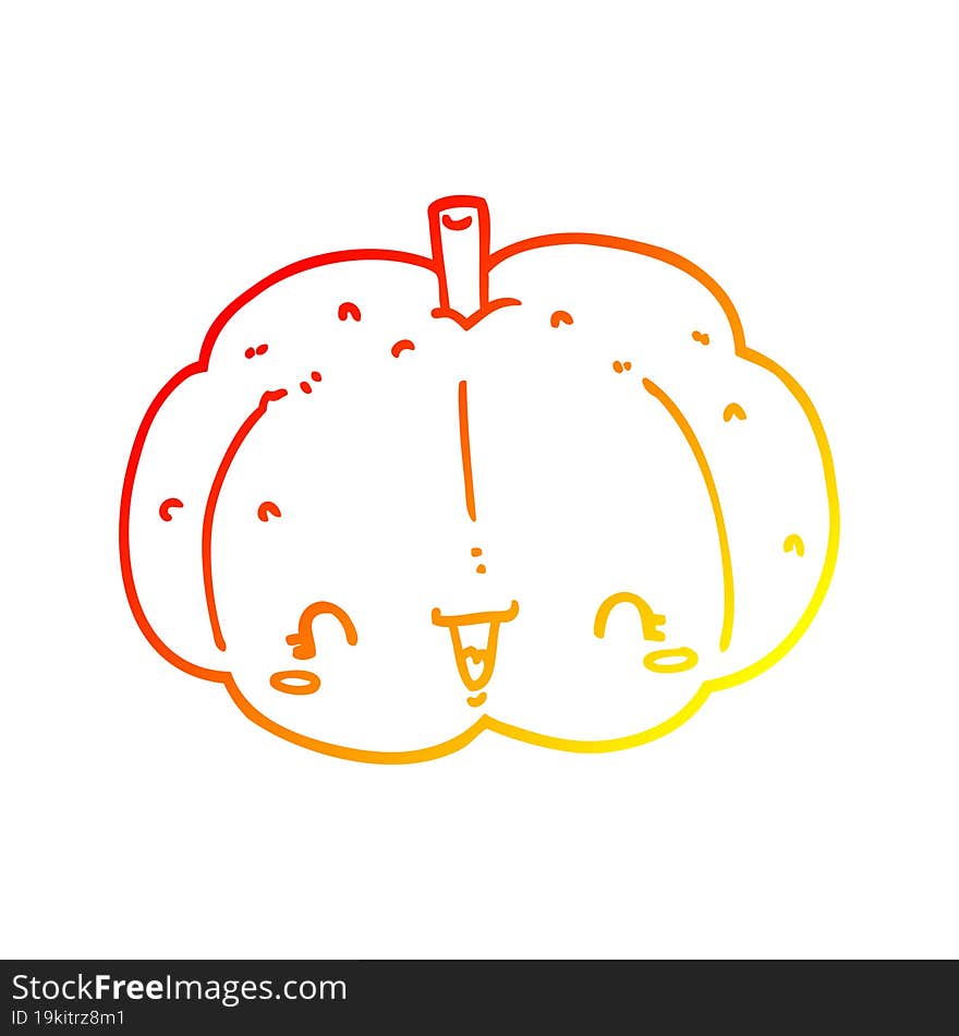 Warm Gradient Line Drawing Cartoon Pumpkin