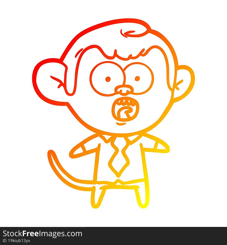 warm gradient line drawing cartoon monkey businessman