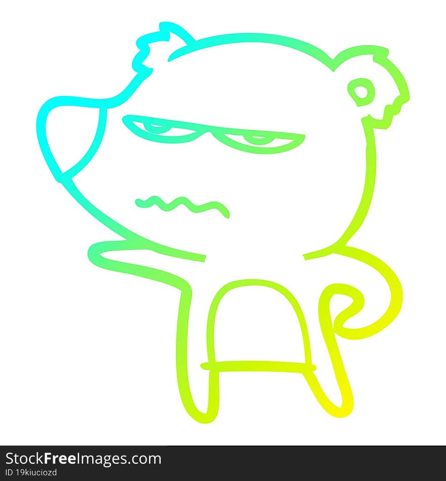 cold gradient line drawing annoyed bear cartoon