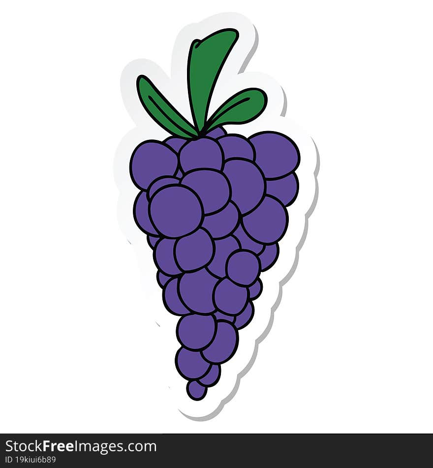 Sticker Of A Quirky Hand Drawn Cartoon Bunch Of Grapes