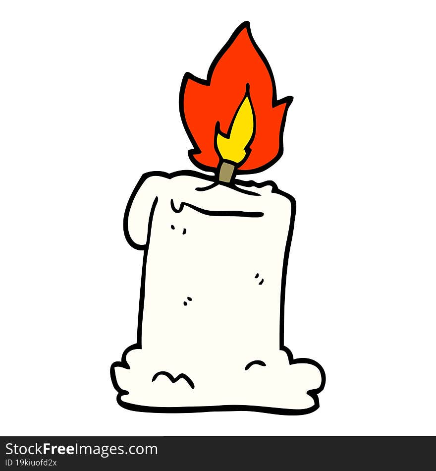 cartoon doodle lit candle