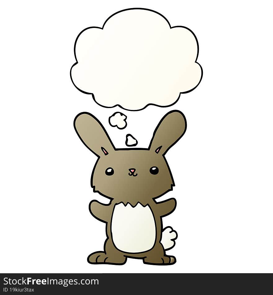 cute cartoon rabbit and thought bubble in smooth gradient style