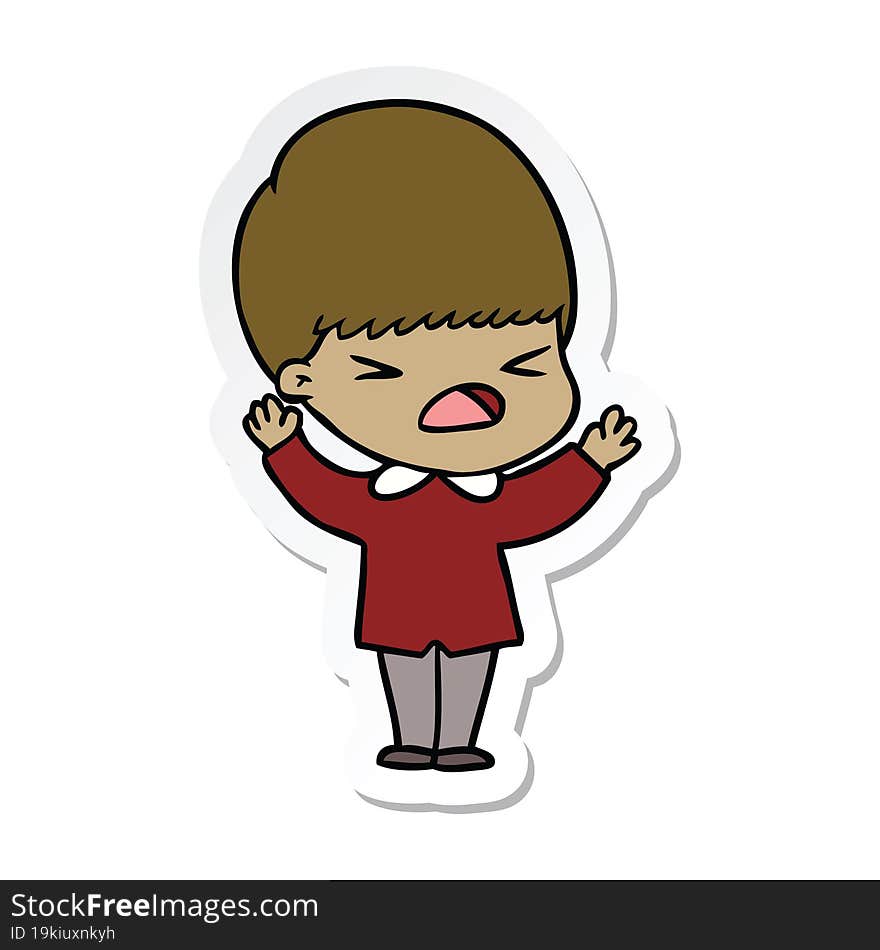 sticker of a cartoon stressed man