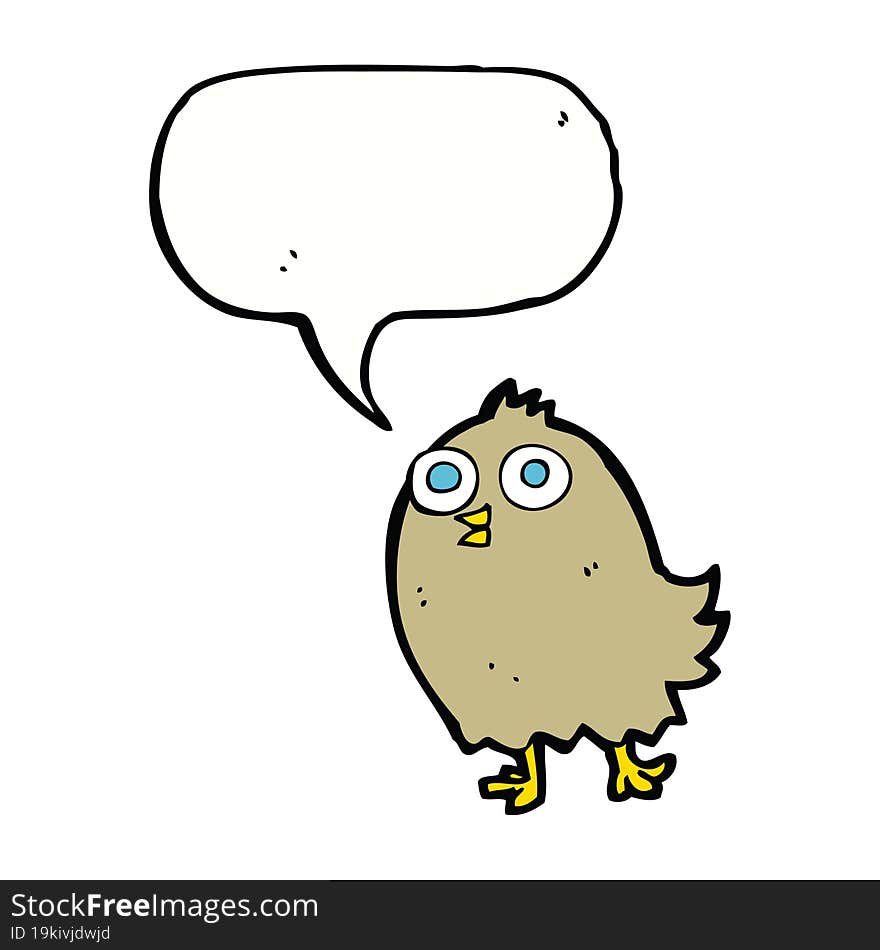 cartoon happy bird with speech bubble