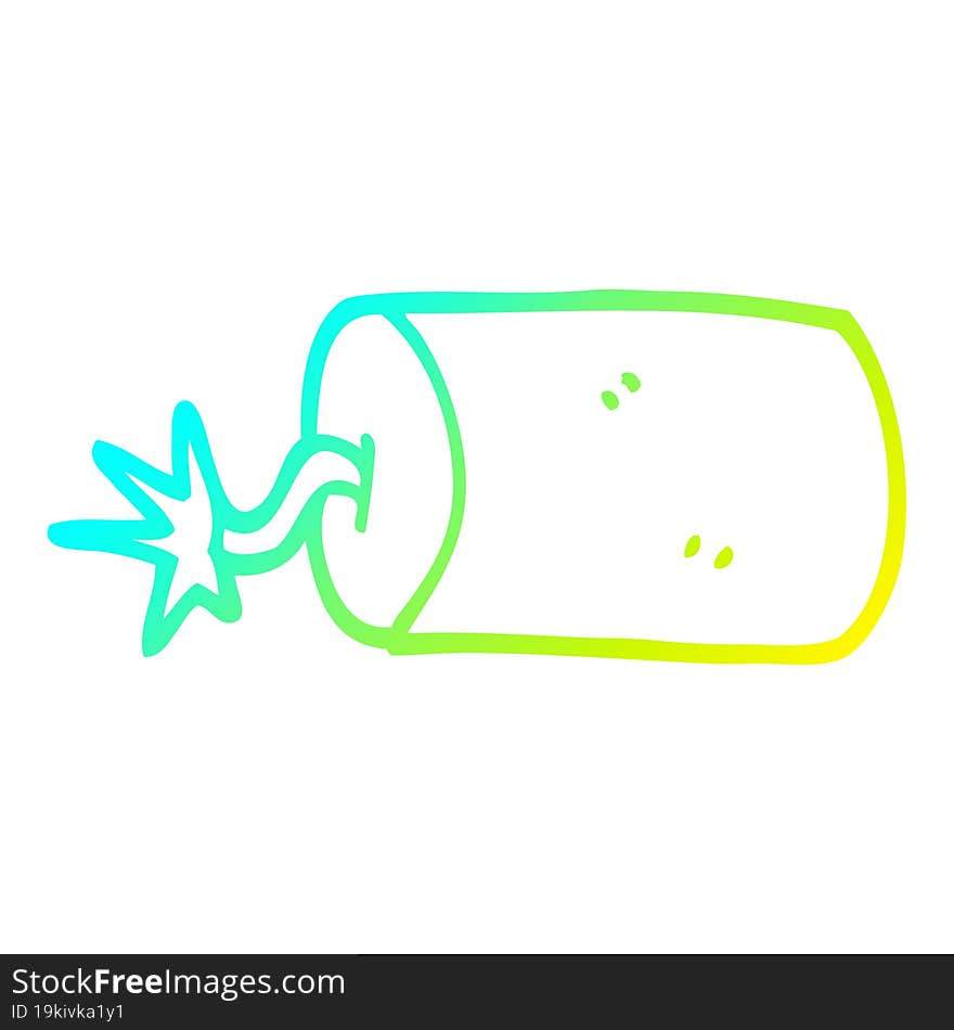 cold gradient line drawing of a cartoon dynamite