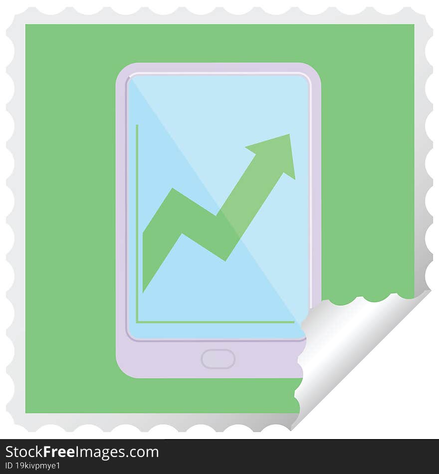 Electronic Tablet Showing Business Performance Graphic Vector Illustration Square Sticker Stamp