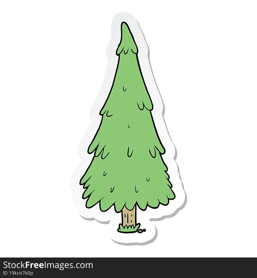 sticker of a cartoon christmas tree