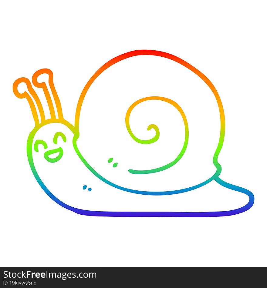 Rainbow Gradient Line Drawing Cartoon Snail