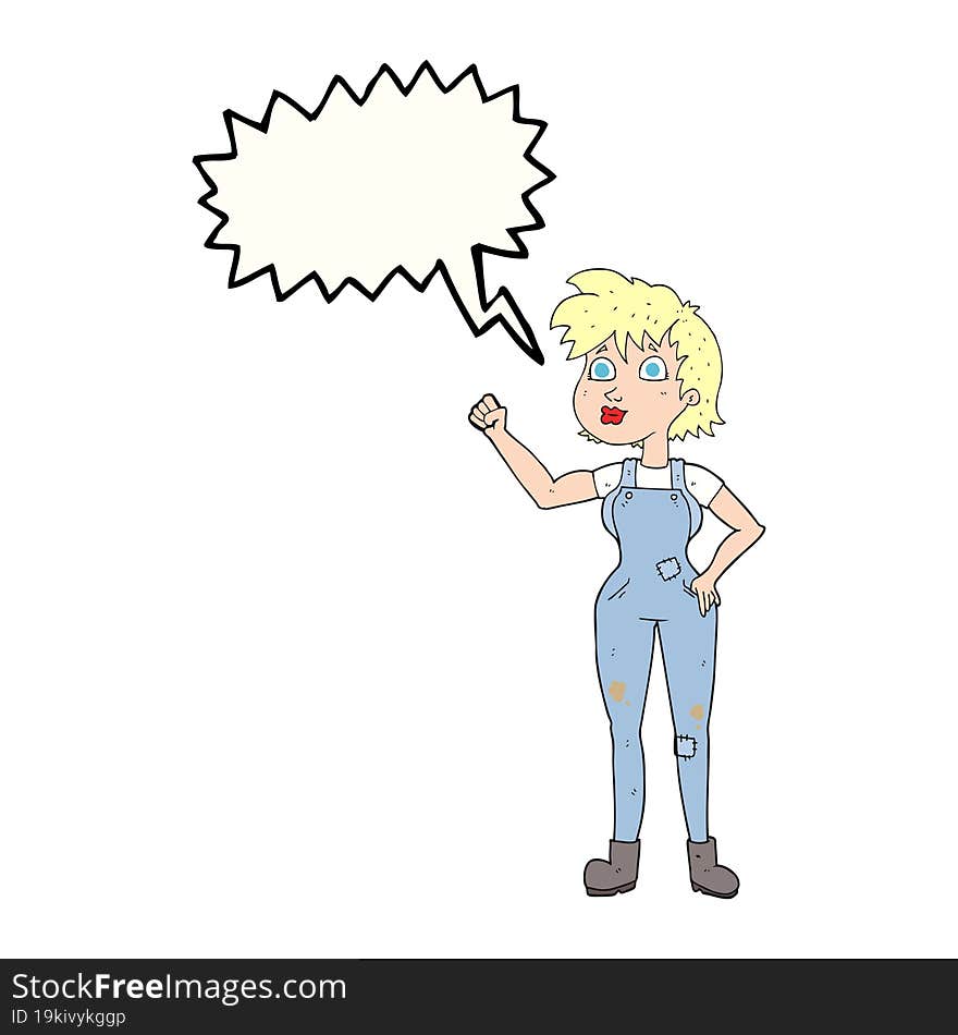 Speech Bubble Cartoon Confident Farmer Woman