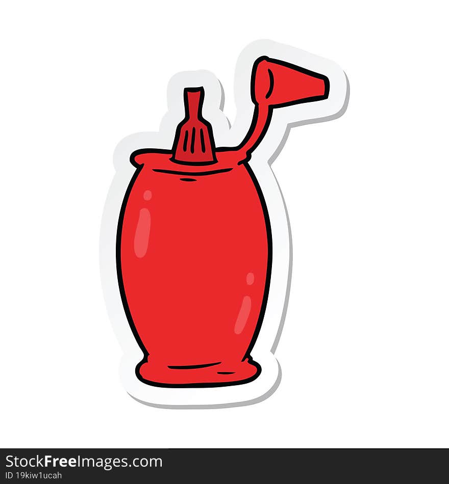 Sticker Of A Cartoon Ketchup Bottle