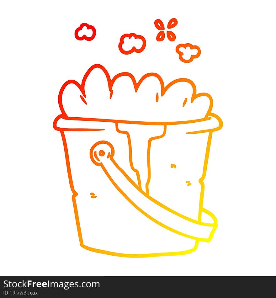 warm gradient line drawing cartoon bucket of soapy water