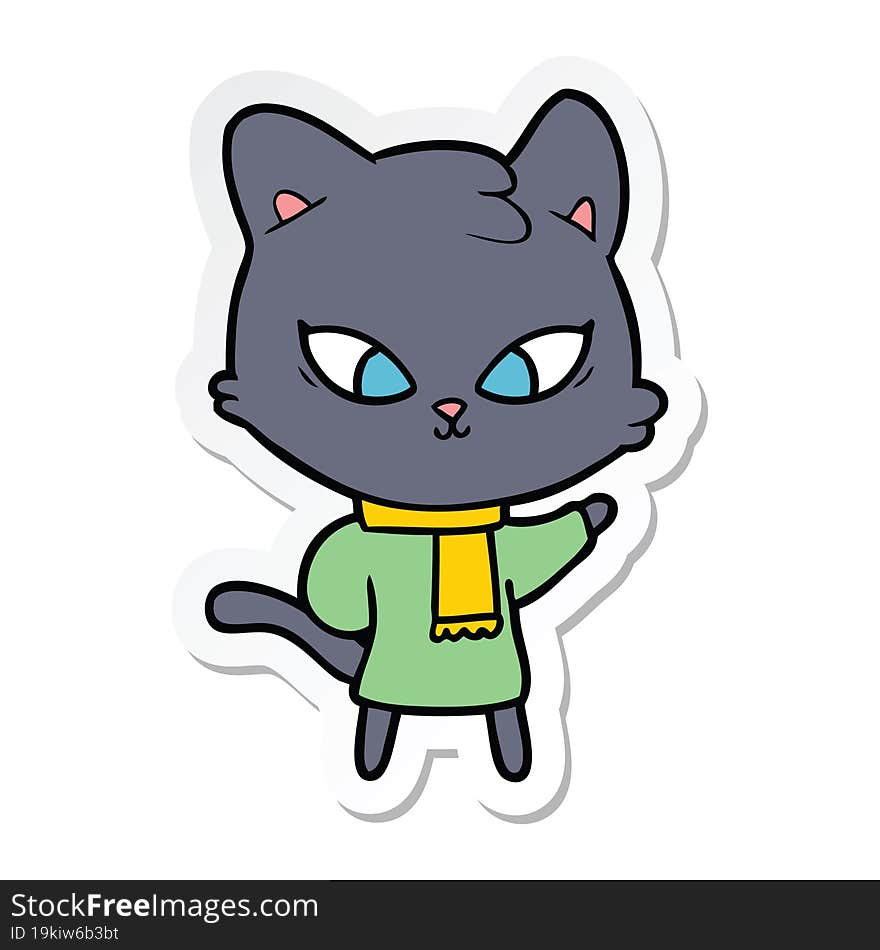 Sticker Of A Cute Cartoon Cat