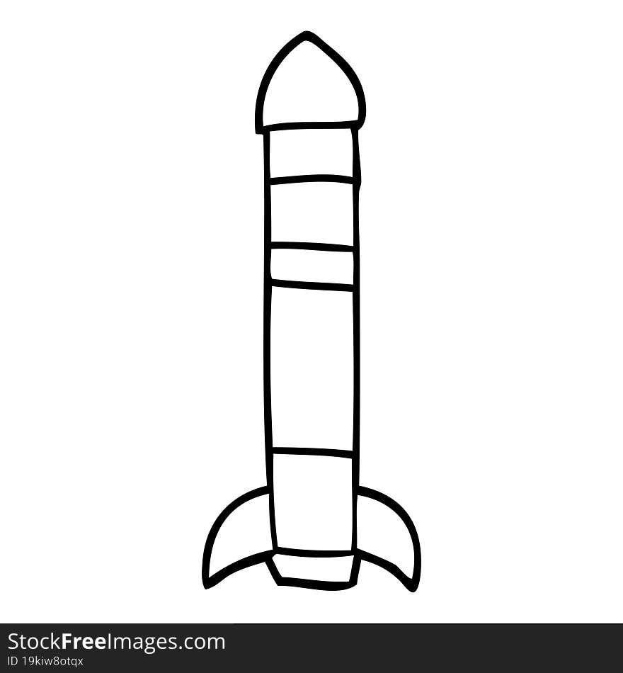 line drawing cartoon tall rocket