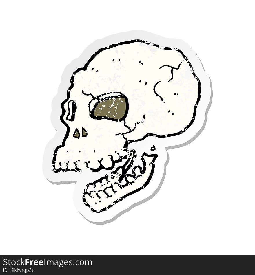 Retro Distressed Sticker Of A Cartoon Spooky Skull