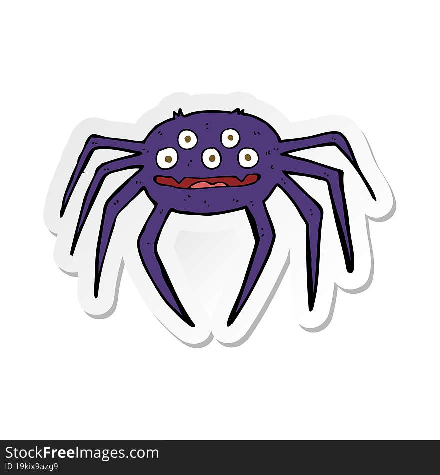 Sticker Of A Cartoon Halloween Spider