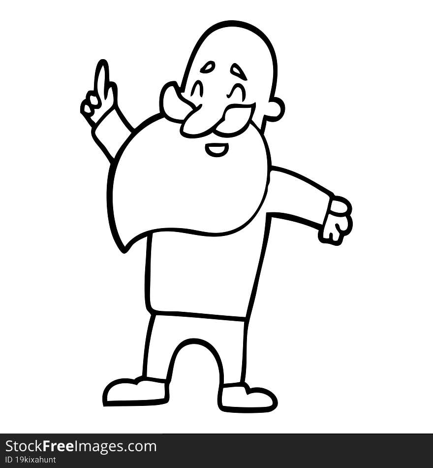 line drawing cartoon man with beard