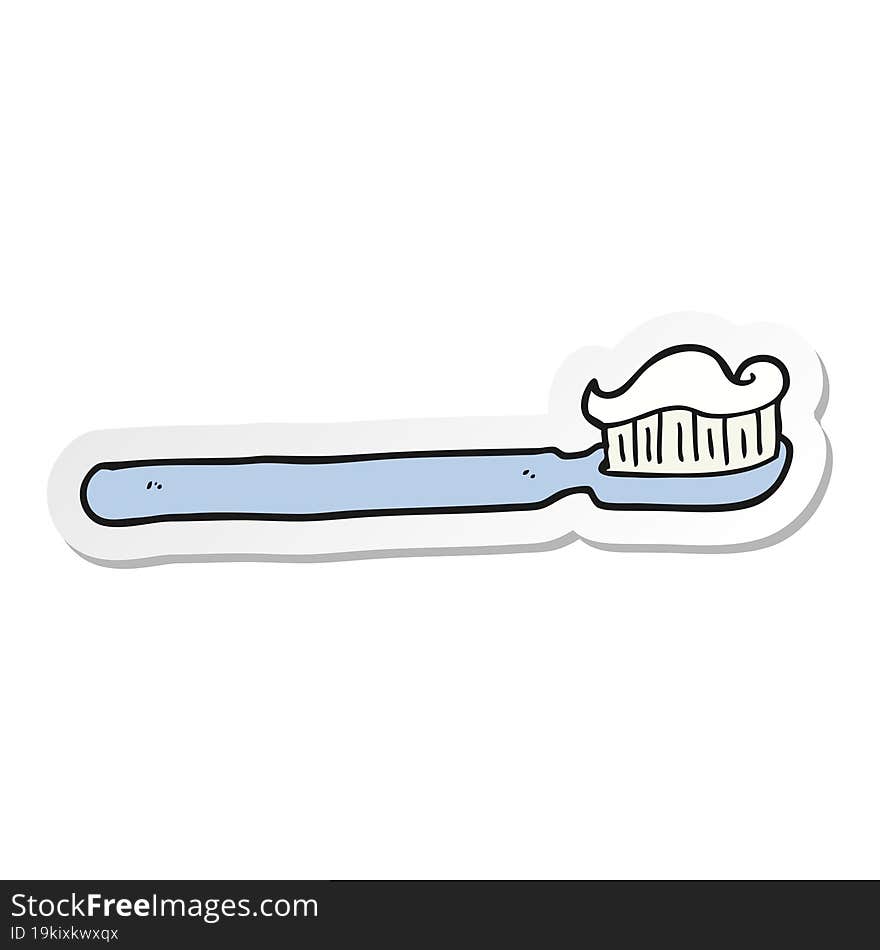 Sticker Of A Cartoon Toothbrush