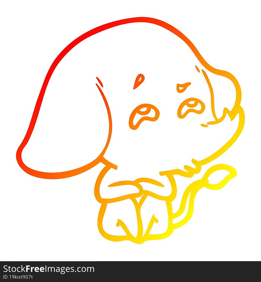 Warm Gradient Line Drawing Cartoon Elephant Remembering