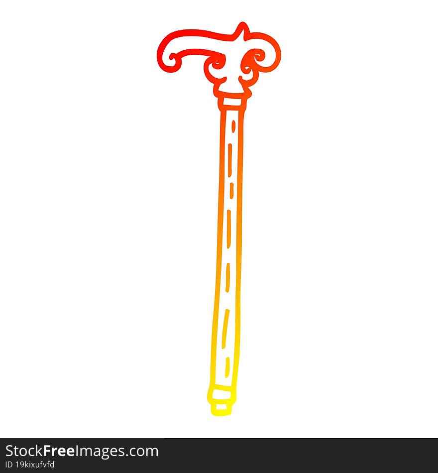 Warm Gradient Line Drawing Cartoon Walking Stick