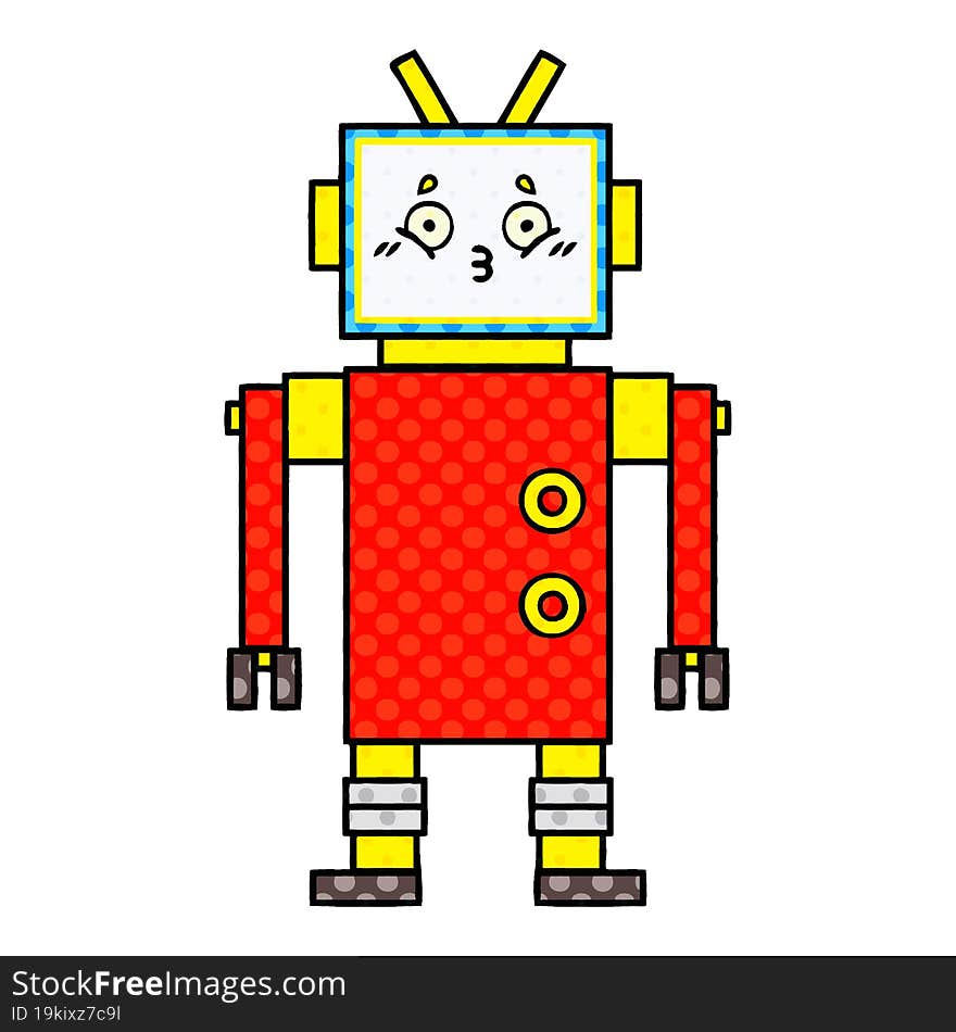 comic book style cartoon of a robot