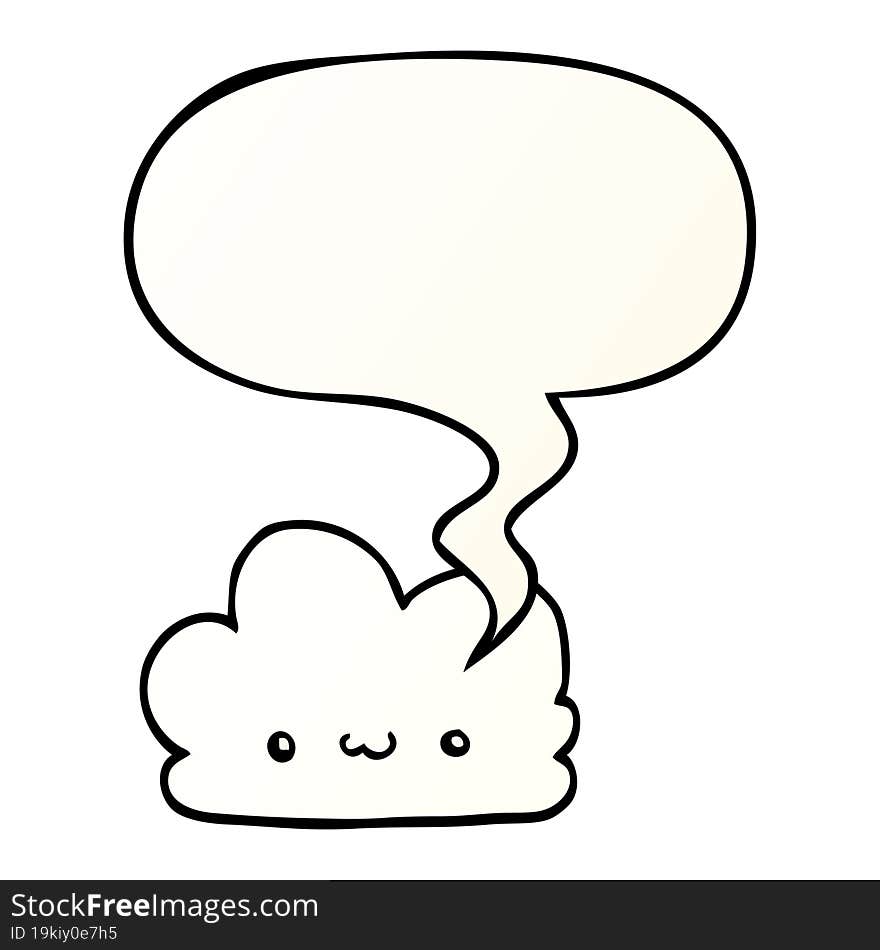 cute cartoon cloud and speech bubble in smooth gradient style